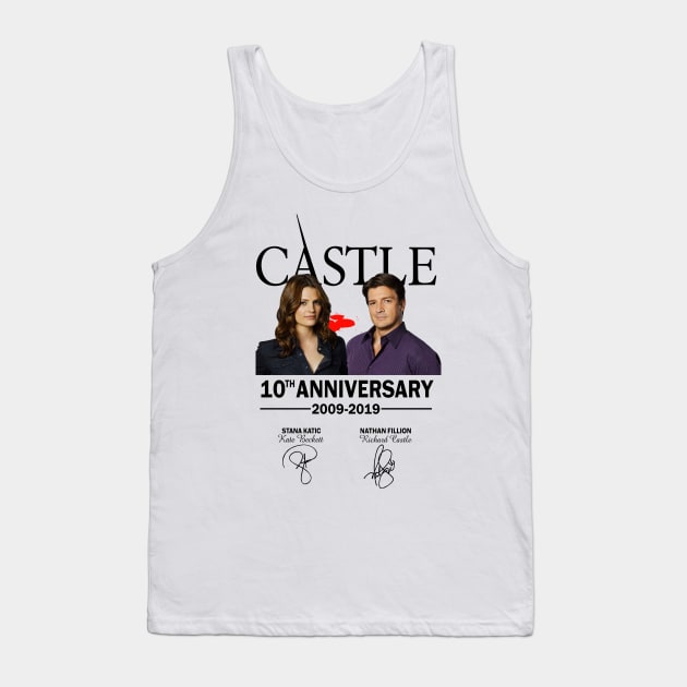 Castle, 10th, Anniversary, 2009, 2019, Stana, Katic, Kate, Beckett, Nathan, Fillion, Richard, White Tank Top by VEQXAX